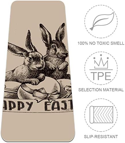 Unicey Vintage Happy Easter Bunny Rabbits Yoga Mat Thick Non Slip Yoga Mats for Women&Girls Exercise Soft Mat Pilates Mats,(72x24 инча, дебелина 1/4 инча)