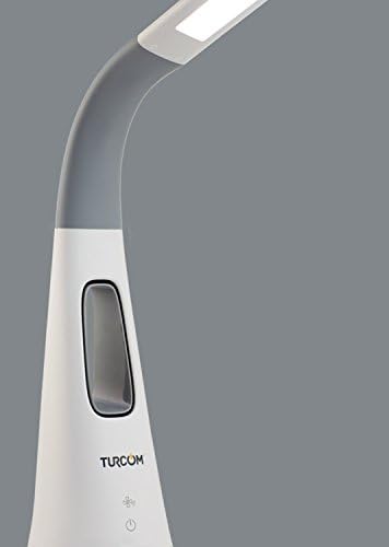 Turcom AirLight Ultrabright LED Настолна лампа с Безлопастной Трехскоростной панел фен,Бял
