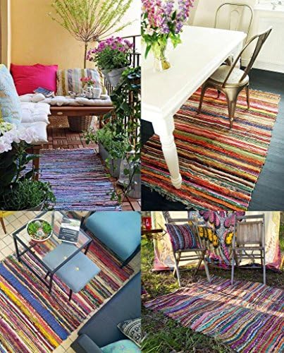 federalexports Ръчно изработени Ръчно Тъкани Chindi Area Rugs Rectangular Carpet Durrie Recycled Бохемска