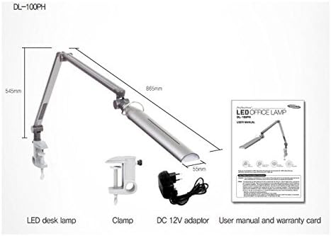DIASONIC DL-120PH Stand LED Office Desk Lamp 100~240V Free Int Multi Plug - Silver USB Out-Put Professional LED Desk Lamp with High Brightness (Silver)
