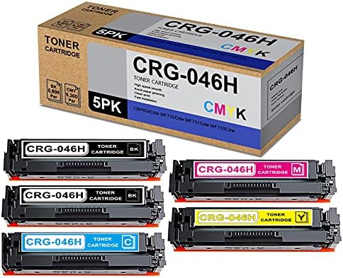 5 Pack Съвместим CRG-046H Висока доходност (2BK+1В+1M+1Y) Тонер касета за Подмяна на Цветни Изображения Клас MF735Cdw LBP654Cdw MF731Cdw MF733Cdw Серия Принтер