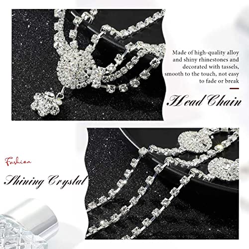 Brinie Crystal Head Silver Jewelry Wedding Head Chain Jewelry Hair Chain Headpiece Bridal Headpiece Jewelry
