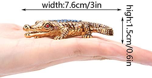 Furuida Крокодил Ключодържател Кутии, Панти Емайлиран Ковчег За Бижута Фигурка на Животно Украшение Занаят, Подарък за Дома