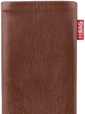 fitBAG Beat Brown Custom Tailored Sleeve for Umidigi 11s | Произведено в Германия | Fine Nappa Leather Pouch Case Cover with Microfibre Подплата for Display Cleaning