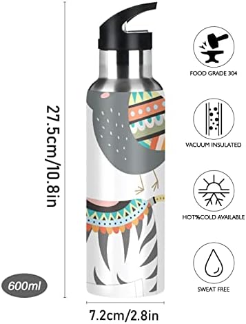 UMIRIKO Сладко Zebra Animal Water Bottle Thermos with Straw Капак 20 Oz for Kids Boys Girls,Leakproof, Vacuum
