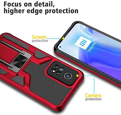 Hodywin Калъф за Xiaomi Mi 10T Pro 5G, Магнитен Авто Скоба за Носене с Военен Клас на Защита устойчив на удари Калъф за Xiaomi Mi 10T Pro 5G 6,67 (червен)