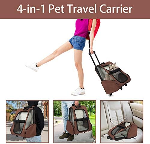 Kinpaw Пет Rolling Carrier Dog Travel Backpack with Wheels Airline Approved Luggage Bag for Cat Trolley