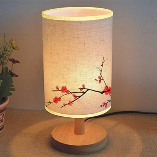 Бельо Плат Лампа Дървена Основа Настолна Лампа Китайски Вид на Цвете Сливи Затемняемая Нощна Настолна Лампа