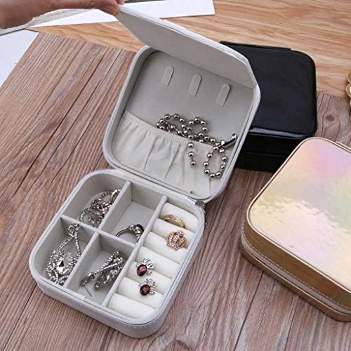 Hibye Mirror Travel Jewelry Organizer Small Jewelry Box Mini Portable Jewelry Case Пръстени, Обеци, Колие
