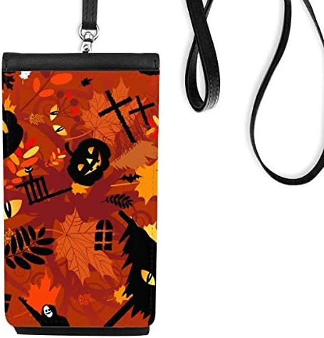 Карикатура Дълбоко В Гората Хелоуин Телефон В Чантата Си Чантата Виси Мобилен Чанта Черен Джоба