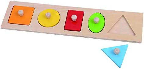 Fat Brain Toys Geometry Пъзел - Нека да се научат фигура! Дървени Пъзели за Детски Играчки и Подаръци за Деца на възраст от 1 до 2 години