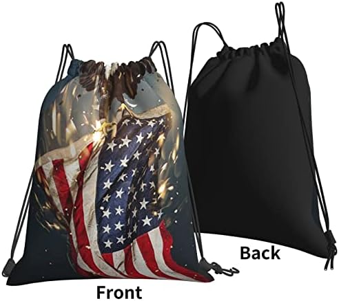 Американският Белоглав Орел Drawstring Backpack Bag, Sports Gym Sackpack Bag for Yoga Gym Swimming Travel Beach