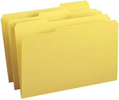 Папка за файлове Smead, 1/3-Cut Tab, Клон размер, жълт, 100 в картонена кутия (17943)
