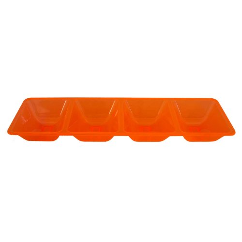 Party Essentials N165655 Тежкотоварни Пластмасова тава Brights с 4 отделения, с дължина 10 x широчина 5, неон оранжев (корпус 6)
