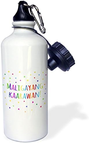 3dRose Maligayang kaarawan. Честит рожден Ден на по-филиппински. Rainbow Confetti-Спортна бутилка за вода, 21 унция , 21 унция, Боядисана