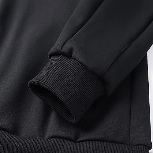 DJASM ydtzf Зимен костюм от три части Тенденция Утепленная облекло Свободни Мъжки Ежедневни блузи, Спортно облекло, Облекло (Цвят : черен размер : XL код)