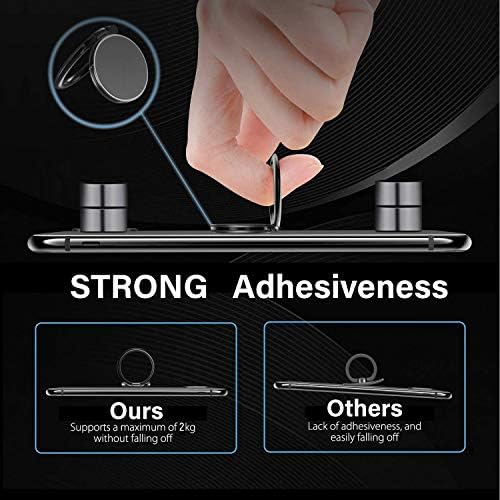 Pokanic Мобилен телефон Метален пръстен на Притежателя Пръст Сцепление Стабилност Поставка На 360° Завъртане Регулируема Сгъваем Съвместим с Apple iPhone, Samsung Galaxy, LG (черен)