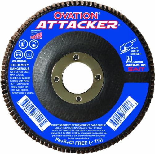 United Abrasives - SAIT 76209 Ovation Attacker Flap Disc, 4-1/2 x 7/8 Z 80x, 10 x