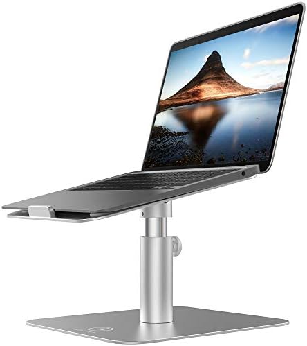 Регулируема поставка за лаптоп за работния плот, Компютърна Поставка за лаптоп с алуминиеви хладно дизайн, регулируема височина и ъгъл на видимост, въртящи се на 360