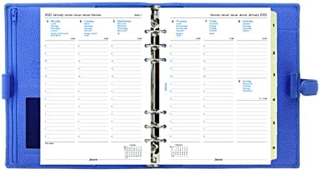 Filofax Finsbury Organizer, Размер A5, Vista Blue - Традиционна зернистая кожа, Шест позвънявания, Календар-дневник на една седмица, Многоезичен (C029500-22), 5,75 инча X 8.25 инча