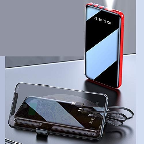 LAJI Mobile Phone Charger, Ультратонкое зарядно устройство 10000 ма, на цял екран огледално цифров дисплей, може да се зарежда и четири мобилни телефона едновременно,червен,8000 mah